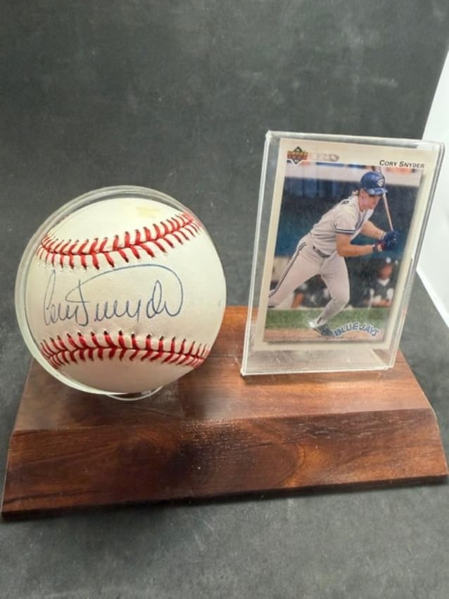 Cory Snyder Autographed Baseball and Baseball Card (1 of 3)