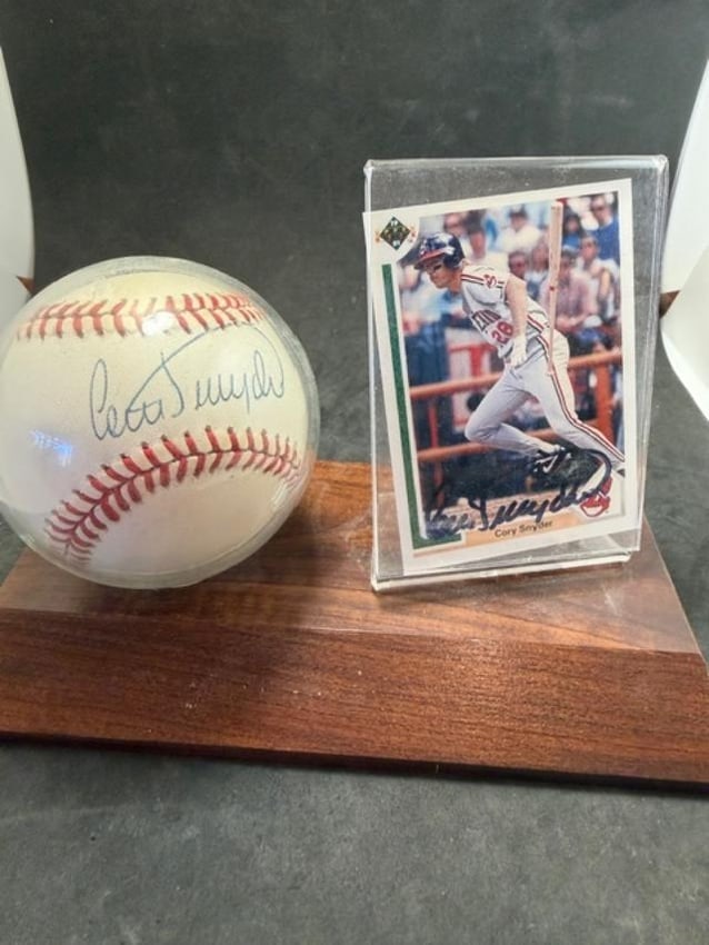 Cory Snyder Autographed Baseball and Baseball Card (1 of 4)
