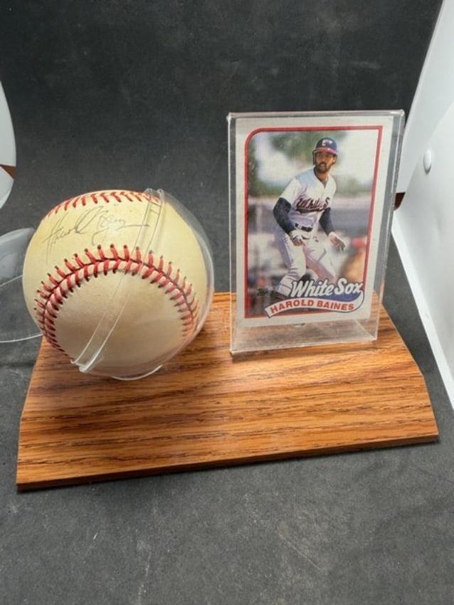 Harold Barnes Autographed Baseball and Topps Baseball Card (1 of 4)