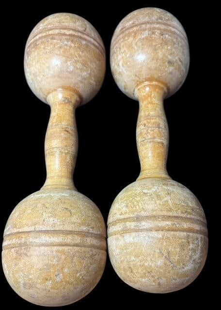 Pair of Antique Wood Dumb Bells 1900's (1 of 2)