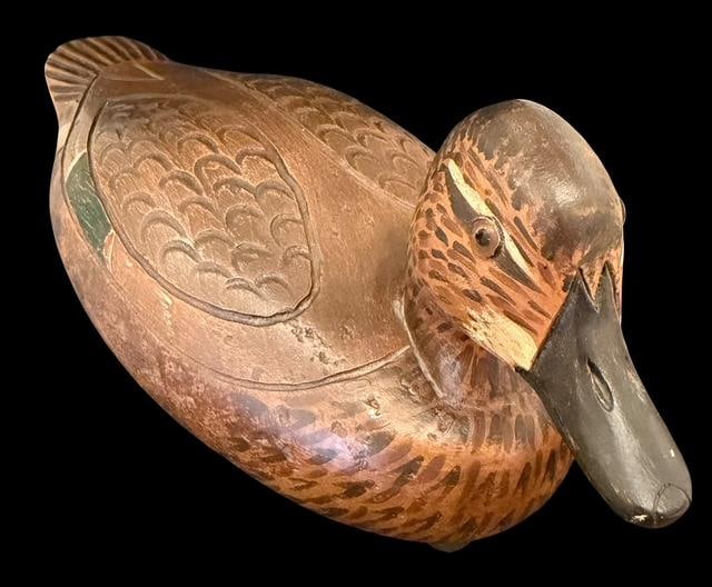 Kansas Carved Wood Duck Decoy Signed Gary Cooper (1 of 6)