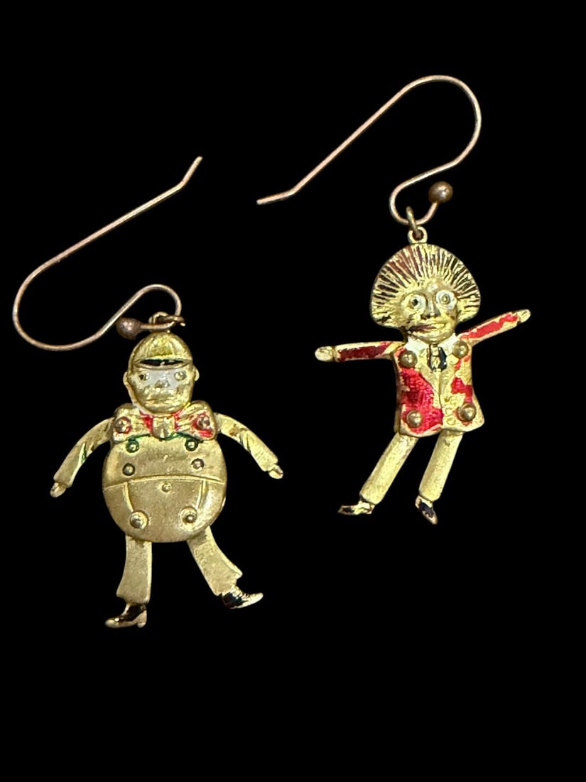 Vintage Golliewogg and Tweedle Dee Dum Charm Earrings (1 of 2)