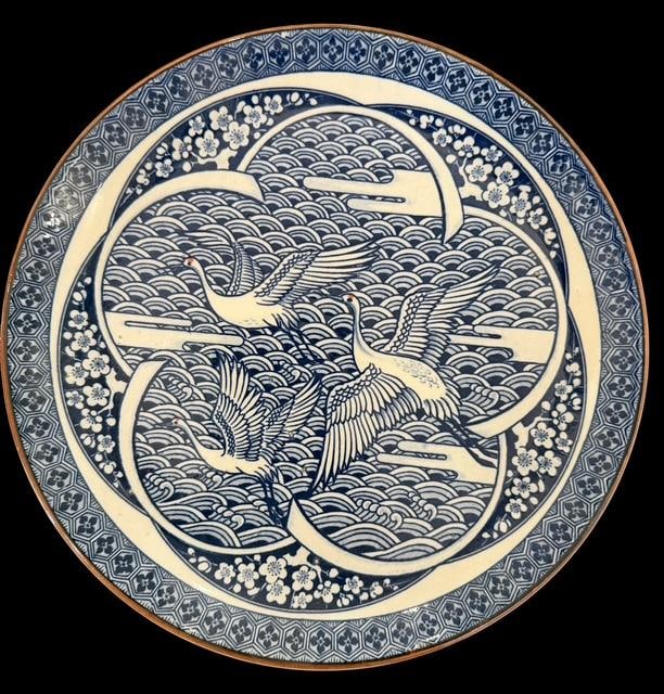 Japanese Blue and White Exportware Plate Ca. early 1900s (1 of 3)