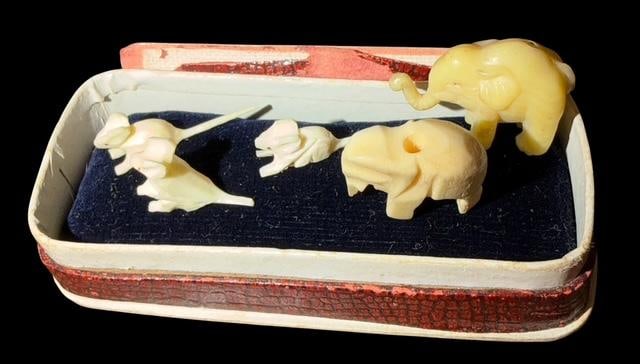 Set of Five Miniature Bone and Resin Carved Animals (1 of 4)