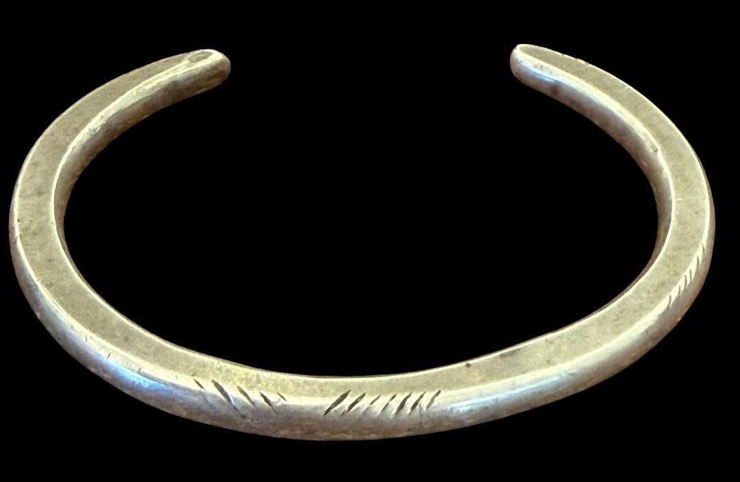 Silvertone Cuff Bracelet With Hammered Design (1 of 2)