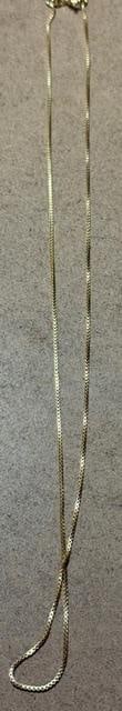 Italian Gold Washed Sterling Fine Necklace: Gold washed sterling fine chain necklace. Measures 18". Marked .925. Weighs 2g.