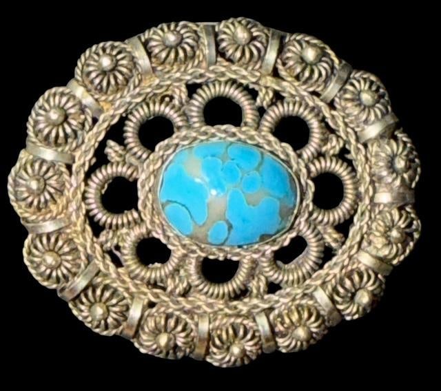 Sterling and Turquoise Brooch/Pendant (1 of 3)