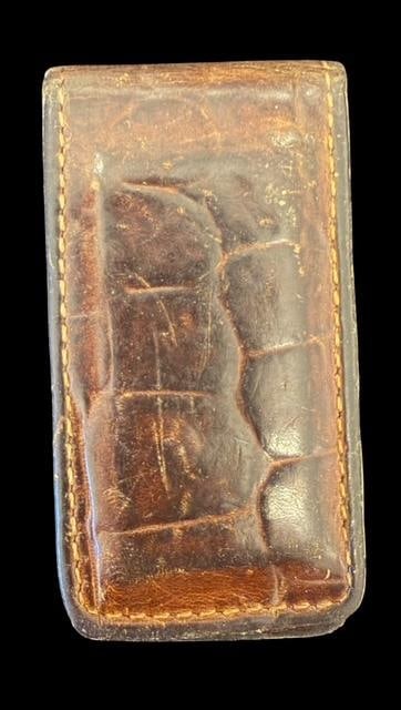 Vintage Italian Leather Christian Dior Money Clip: Vintage Italian calf leather Christian Dior money clip. Made in USA. Folded measures 1.5" x 2.75".