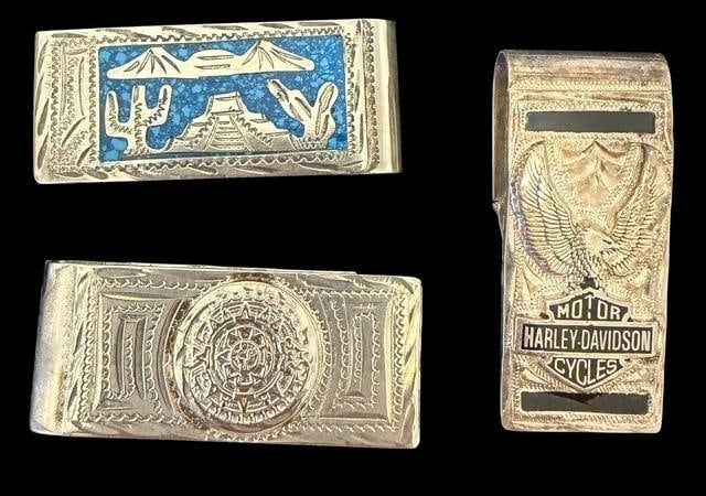Lot of Three Silvertone Money Clips (1 of 3)