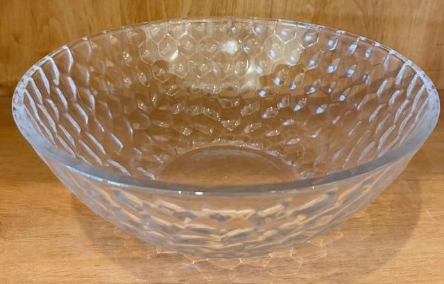 Tiffany and Co. Clear Crystal Bowl: Tiffany clear crystal bowl in the honeycomb/pebble pattern. Measures 10" across by 3.75" high.