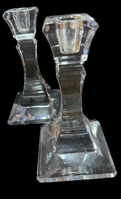 Tiffany and Co. Crystal Clear Candlesticks Square Base Pair (1 of 4)