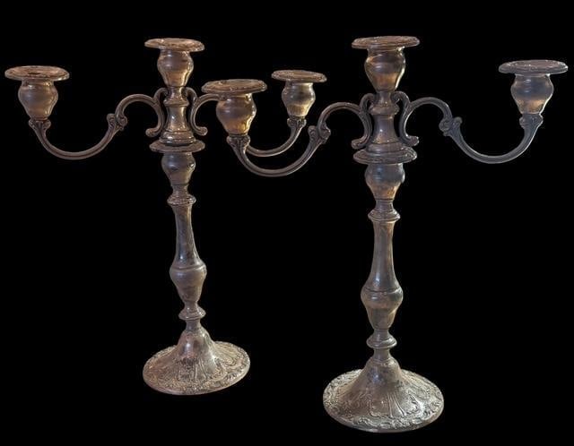 Pair of Gorham Sterling Three Candle Candelabras (1 of 4)