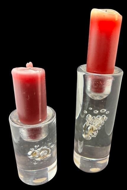 Pair of Signed Kosta Art Glass Candle Holders (1 of 3)