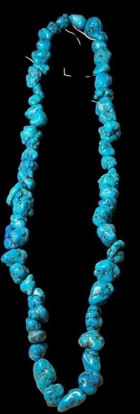 String of Turquoise Chunks: 28" string of turquoise chucks ready to be used in jewelry making. Nice deep blue color to stones. Total weight 112g.