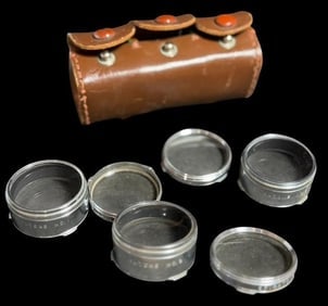 Vintage Spiratone Leather Lens Case with Lenses (1 of 1)