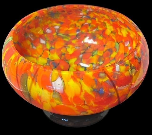 Mid-Century Czechoslovakian Hand Blown Slag Bowl (1 of 3)