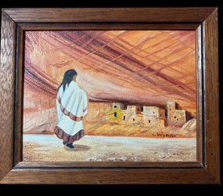 Native American Oil Painting by Helen Wynn "Going Home" (1 of 2)
