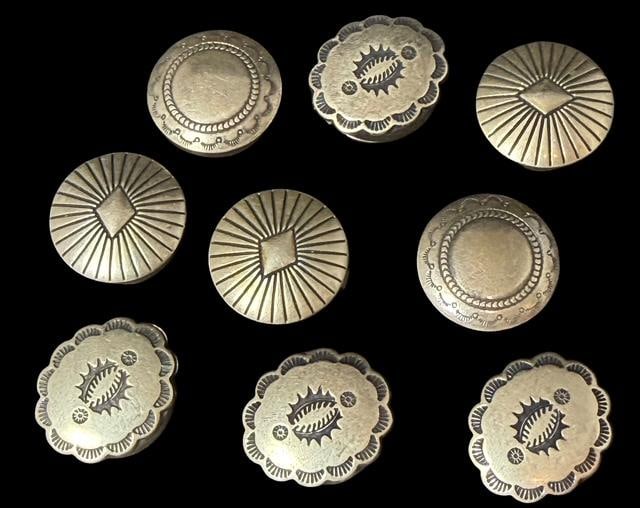 Native American Navajo Sterling Button Covers Lot of Nine (1 of 2)