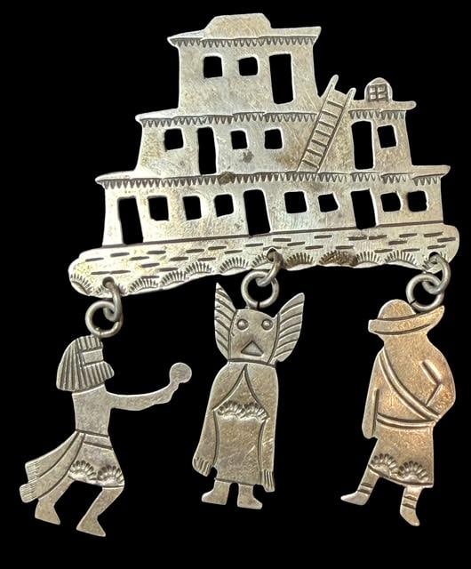 Native American Navajo Signed Sterling Brooch Signed Douglas Etsitty (1 of 2)