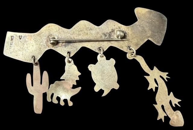 Native American Navajo Sterling and Stone Pin Hallmark Signed (1 of 3)