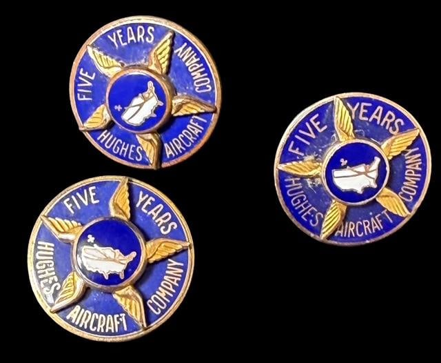 Lot of Three Howard Hughes Aircraft Company Service Pins 10K and Gold Filled (1 of 3)