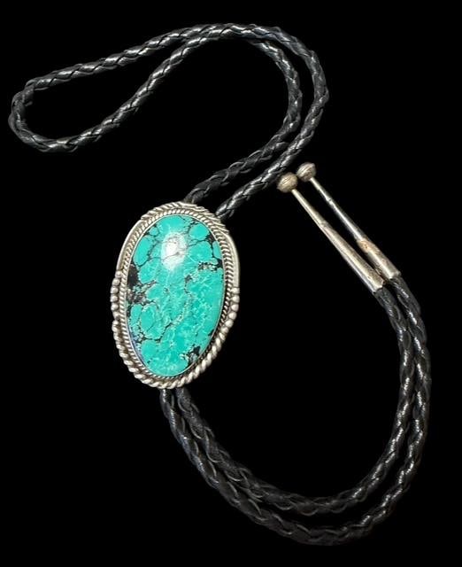 Native American Navajo Sterling and Turquoise Bolo Tie (1 of 3)