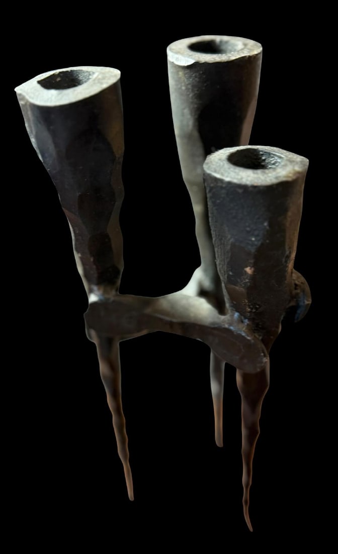 Hand Made Wrought Iron Brutalist Candlesticks (1 of 4)