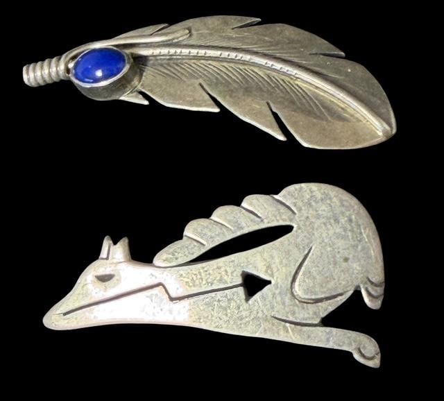 Lot of Two Native American Navajo Sterling Brooches (1 of 2)
