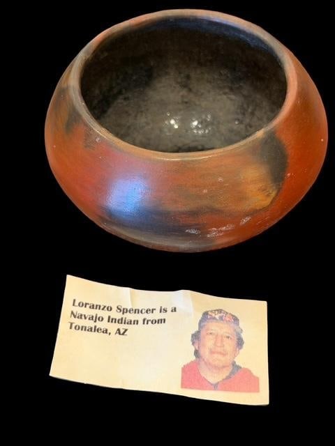 Native American Navajo Signed Pottery Bowl Lorenzo Spencer (1 of 3)