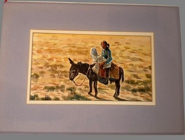 1971 Signed L.B. Porter Original Watercolor Painting: 1971 signed L.B. Porter watercolor painting. Titled "Woman and Child". Unframed. Visible art measures 10.5" x 6.25" with a 2" matt. El Paso, Texas artist.