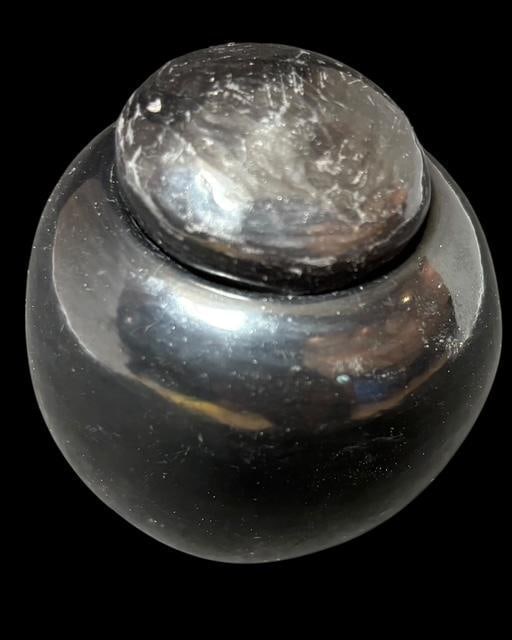 Santa Clara Pueblo Blackware Lidded Pottery Jar (1 of 2)