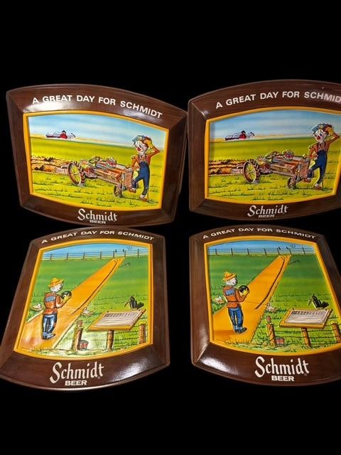 Lot of Four Vintage Schmidt Beer Bar Signs (1 of 4)