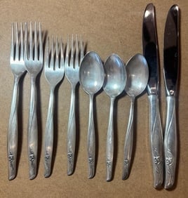 Nine Piece Sea Rose Sterling Flatware Set by Gorham (1 of 2)