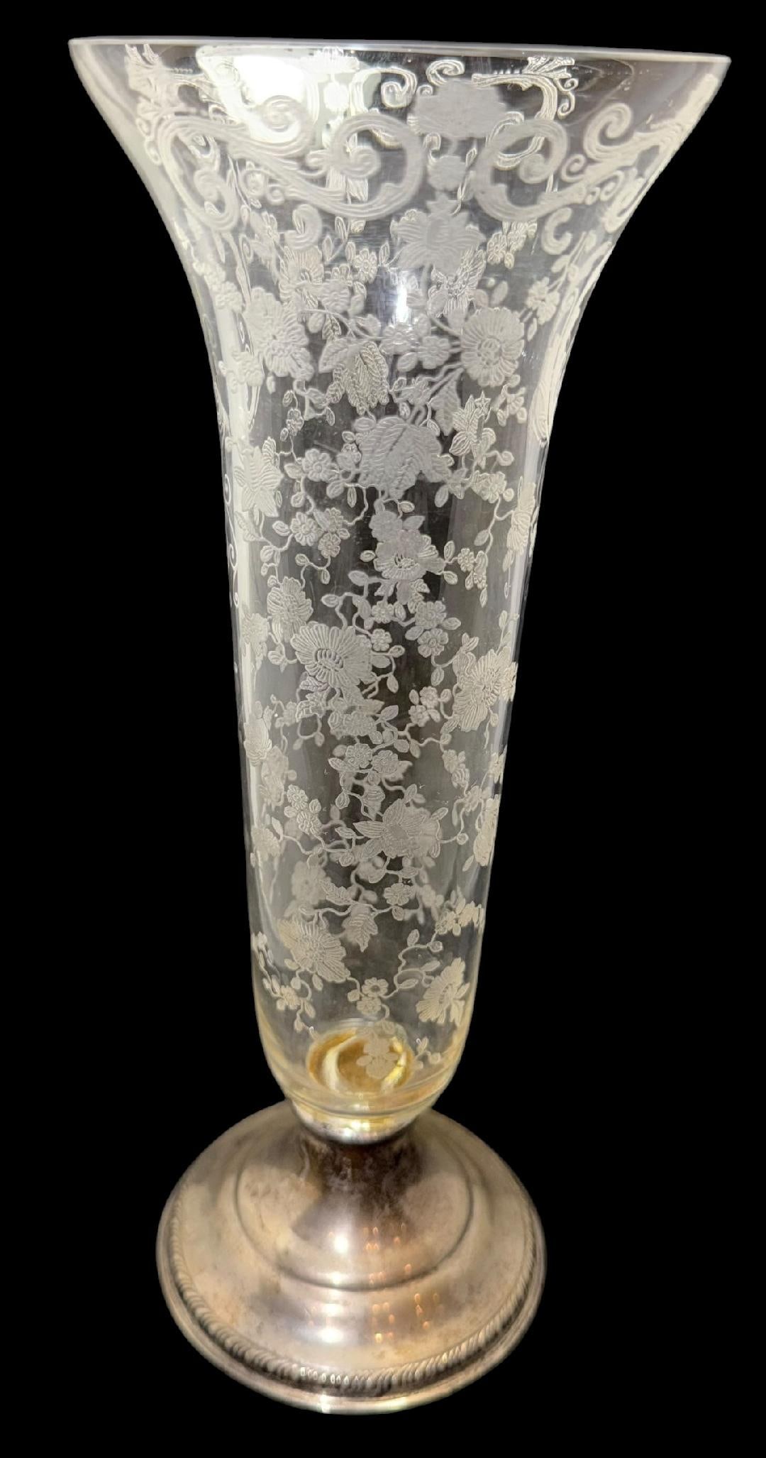 Cambridge Rosepoint Vase on Weighted Sterling Base (1 of 4)