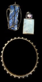 Lot of Two Sterling Pendants and One Sterling Bangle Bracelet (1 of 4)