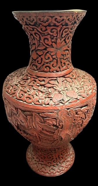 Vintage Chinese Red Cinnabar Vase (1 of 5)