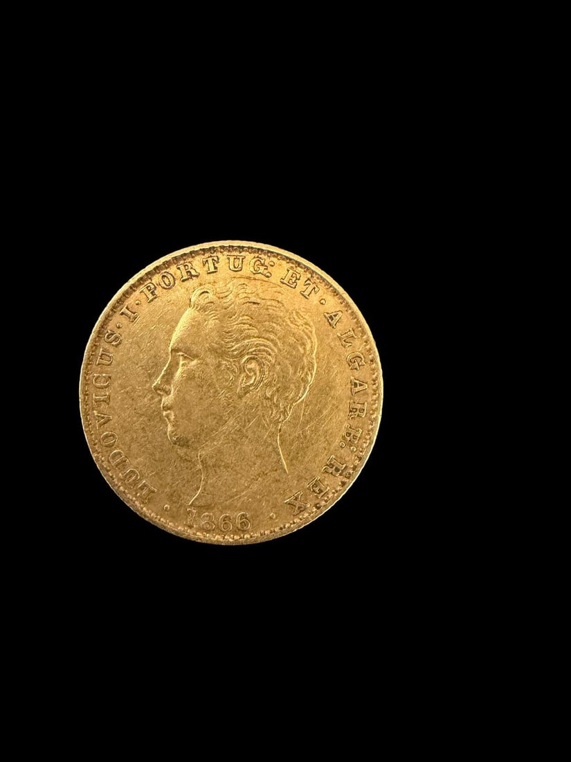 1866 Portugal 2000 Reis Gold Coin (1 of 2)