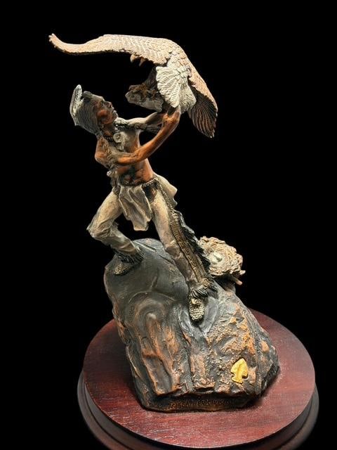 1990 Bronze Statue "White Feathers Vision" by C.A. Pardell (1 of 4)