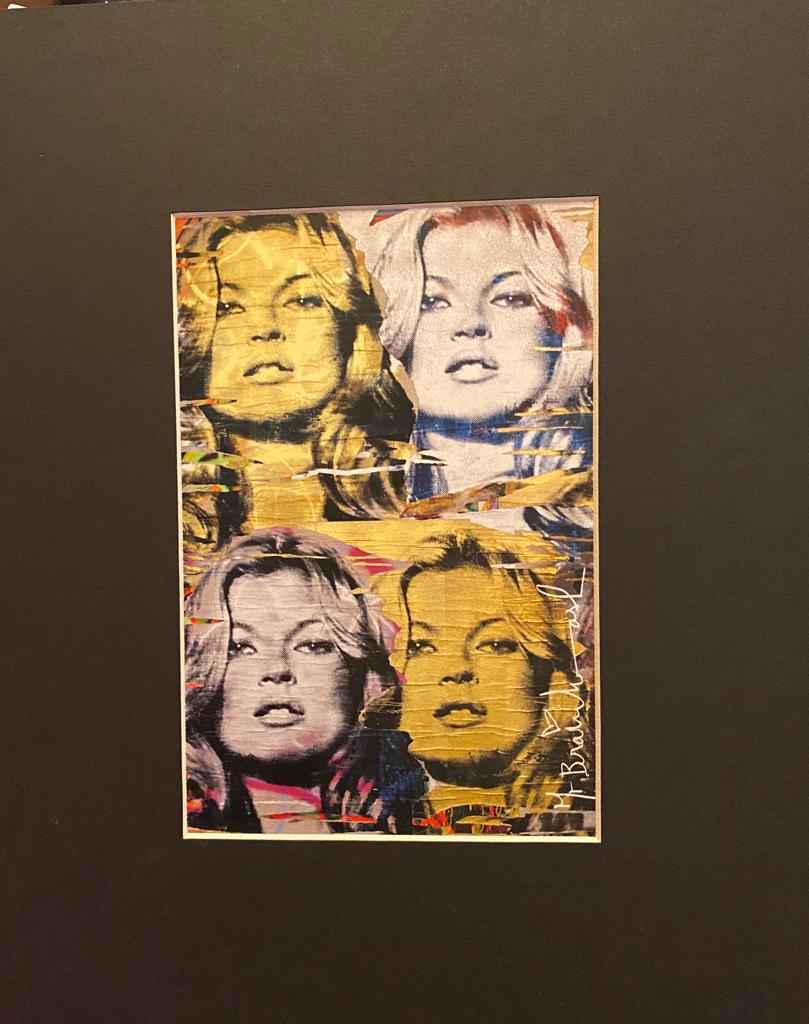 MR. BRAINWASH Kate Moss Matted Lithograph: MR. BRAINWASH-Kate Moss Medium: Plate Signed Offset Lithograph Note: Dimensions provided include matting