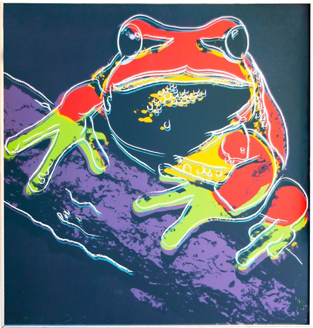 ANDY WARHOL | PINE BARRENS TREE FROG Screenprint: ANDY WARHOL | PINE BARRENS TREE FROG (F. & S. II.294) Screenprint in colors, 1983 Screenprint in colors on lenox museum boardUnsigned proof (outside the edition) 38" x 38" (sheet)Printer: Rupert Jasen