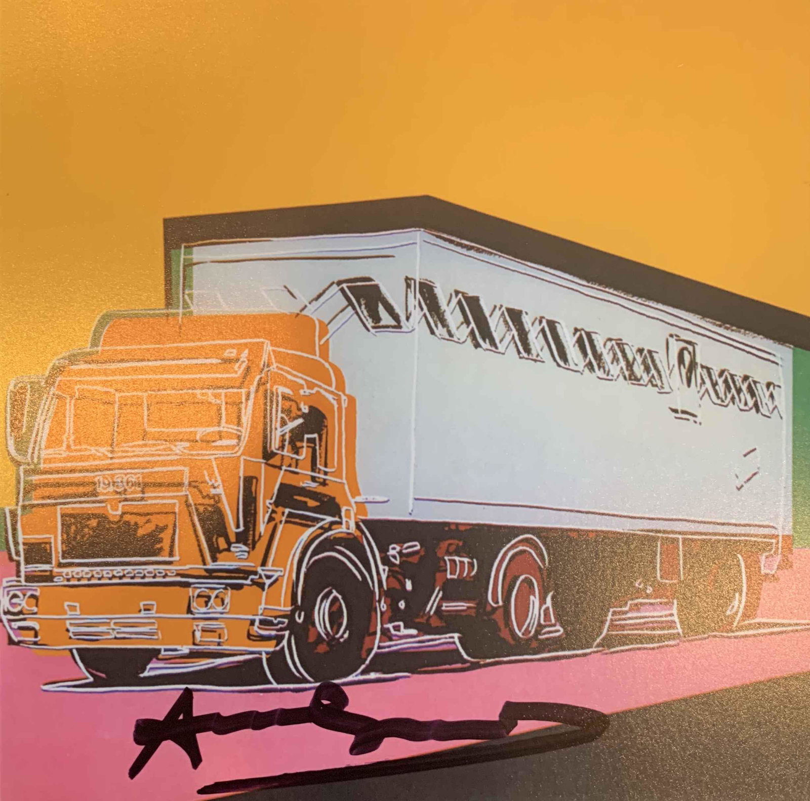 Andy Warhol TRUCKS INVITATION 2 H/S Frmd: Andy Warhol-TRUCKS INVITATION 2 Medium: Hand Signed One-of-a-Kind Offset Lithograph, Custom Framed