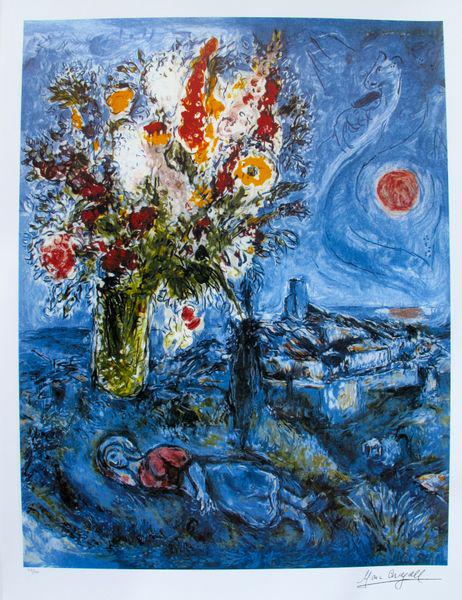 Marc Chagall La Dormeuse Aux Fleurs Facsimile Signed LE: Marc Chagall-La Dormeuse Aux Fleurs Medium: Facsimile Signed Limited Edition Lithograph