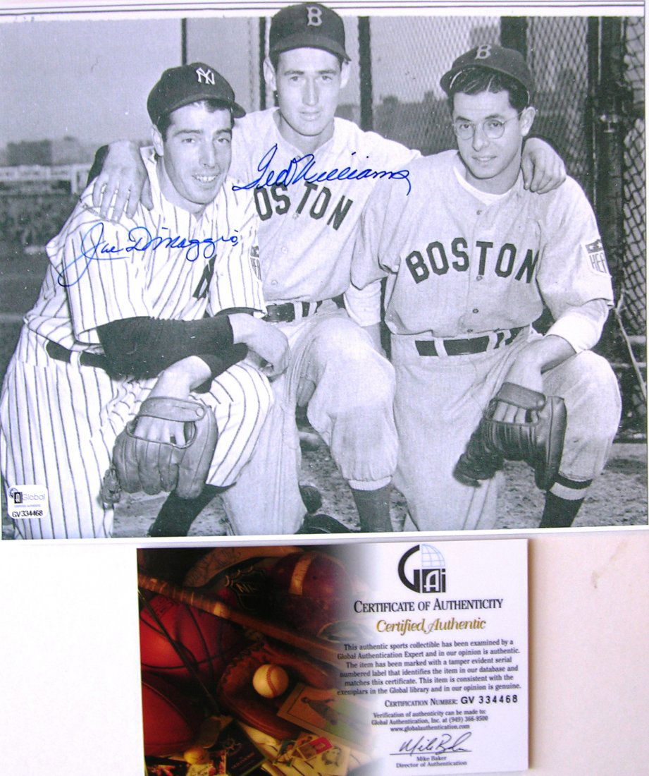 Joe Dimaggio Ted Williams 8x10 Autographed Photo w/COA (1 of 3)