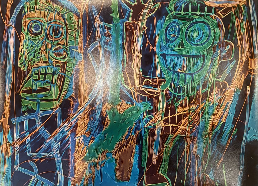 Jean Michel Basquiat Dustheads Offset Lithograph: Jean Michel Basquiat Dustheads Offset Lithograph on Paper 18x24