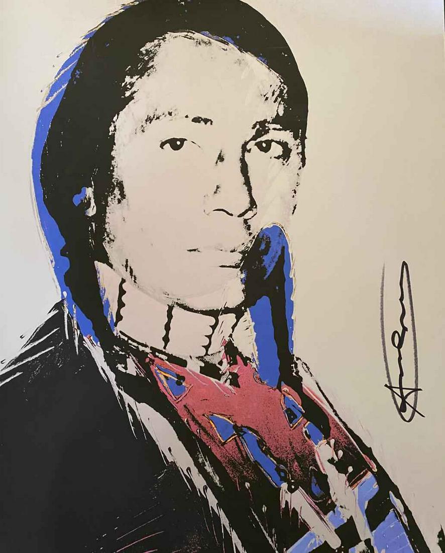 Andy Warhol Indian Hand Signed Grey Lithograph American (1 of 1)