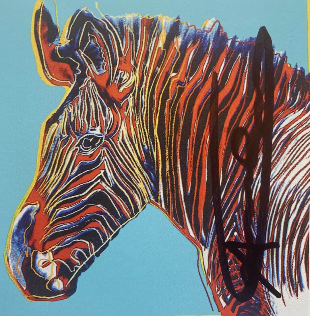Andy Warhol Grevy's Zebra Signed Invitation FRAMED: Artist: Andy Warhol Title: GREVY'S ZEBRA Endangered Species Announcement Signed Invitation Medium: Lithograph Hand Signed by Warhol Size: 6" x 4.25" Framed: Aprox. 14 3/4" x 14 1/4" Signed: Hand Signe