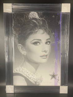 Adam Scott Rote - Audrey Hepburn Hollywood Unique Hollywood 1923: Adam Scott Rote Audrey Hepburn Hollywood Unique Framed Resin Print on Canvas Signed by Adam Scott Rote Star is from metal of the original 1923 Hollywood Sign Edition 1 of 1 Dimensions 36 x 24 inches F