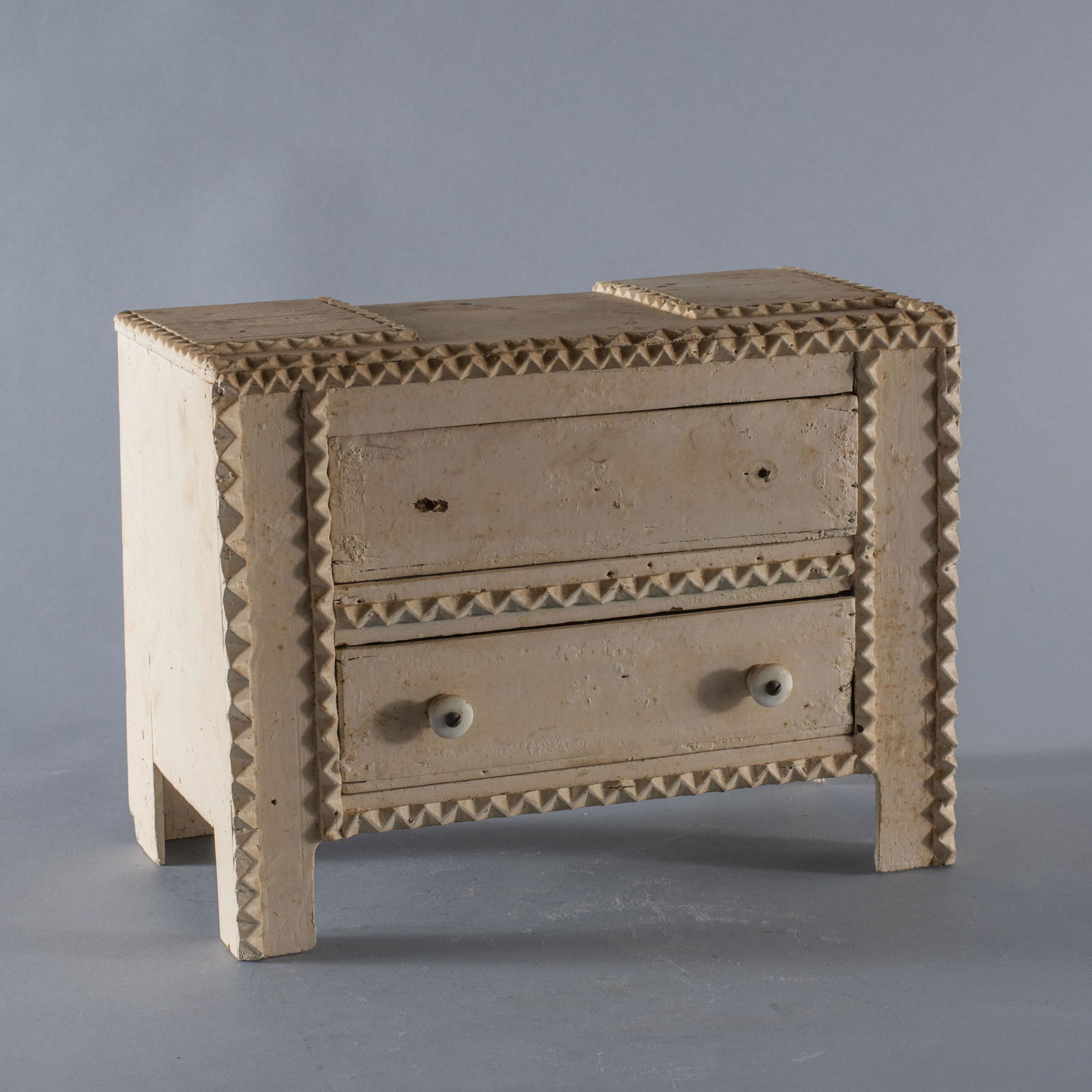 Folk art painted 2 drawer miniature chest (1 of 6)