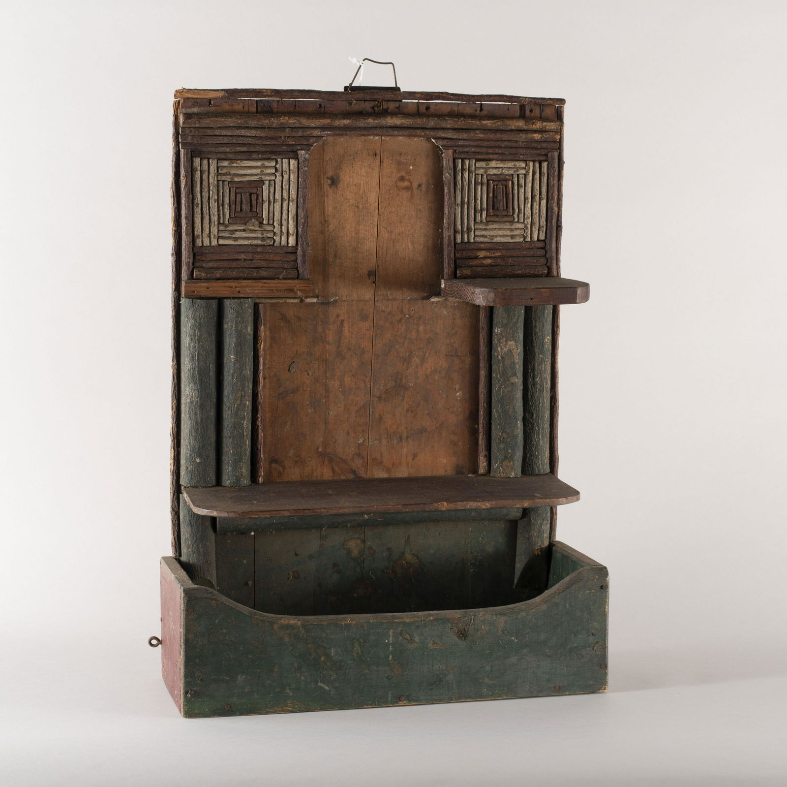 Folk art painted wall hanging shelf (1 of 4)