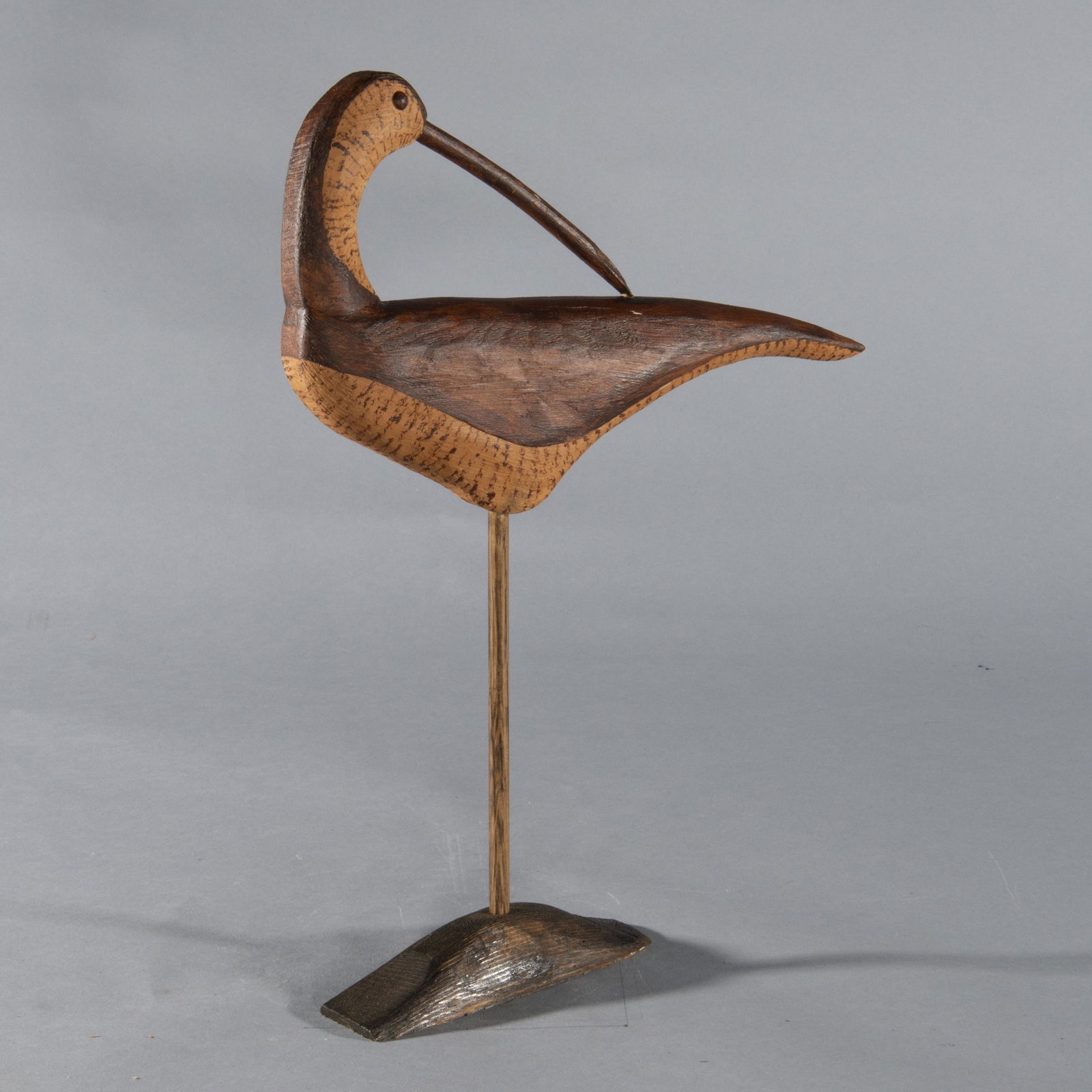 Same McKamie Contemporary Shore Bird: well made shorebird by artist Same McKamie from Nevada County, AR. Great paint and lines. Signed on bottom of both bird body is 10" x 7"